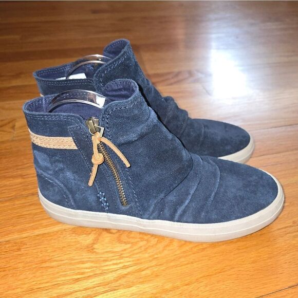 Sperry Blue Suede High Top Sneakers Womans Size 8.5 - Picture 1 of 7